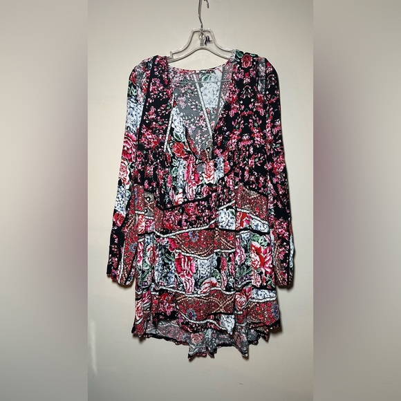 Johnny Was Artsy Floral Long Sleeve High Low Art To Wear Boho Dress Size Large - Picture 9 of 16